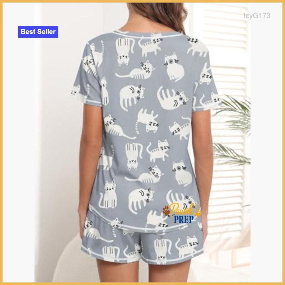 Large Polyester Blend Pajama Set With Pockets, V-… - image 4